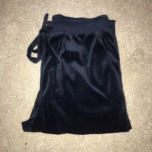 Navy blue velvet distressed joggers